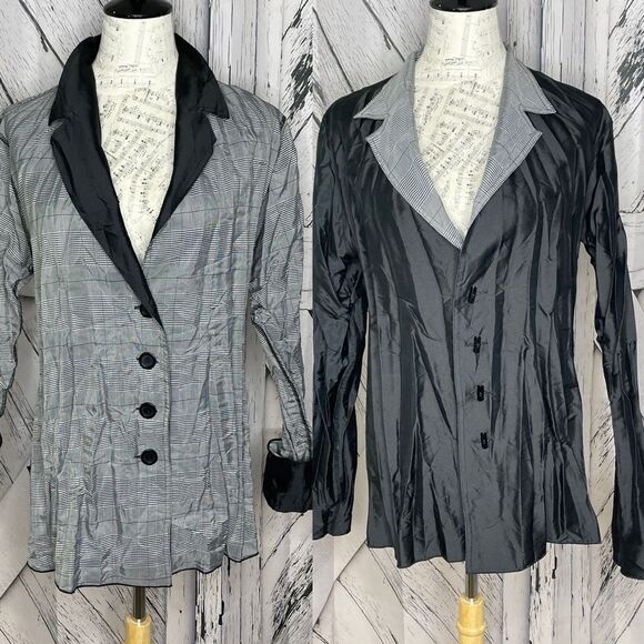 Beluva San Francisco Reversible Jacket Black & Plaid L - Picture 1 of 11